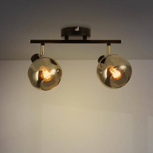 M Ledme - 2 spotlights glasserie taklampa, inomhus LED-spotlight för tak E14 glödlampor, LED-taklampa inomhus svart finish (glödlampa ingår inte)
