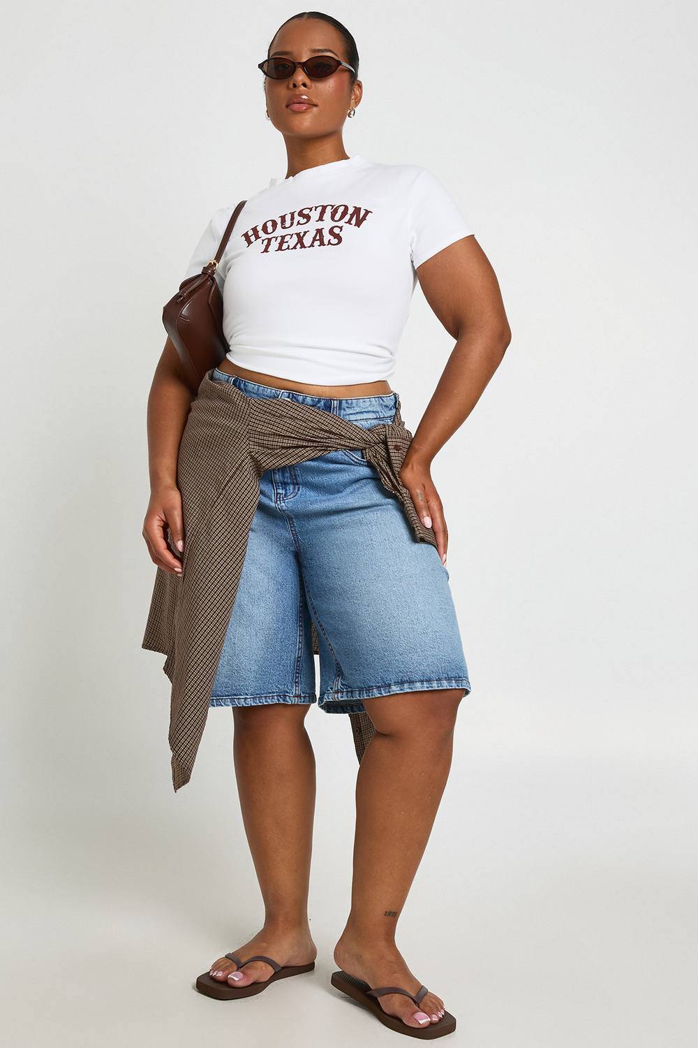 boohoo Dam Plus Houston Texas Tryck Baby T-Shirt | Vit | Storlek 54