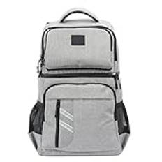 Cool väska stor 40 L isolerad picknickryggsäck termos öl kylväskor kylskåp för termisk påse 2 fack utomhus vandring för camping (grå)