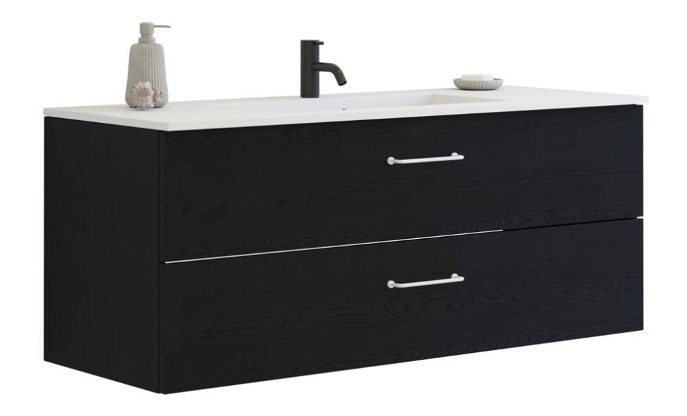 Scanbad underskab med vask Delta/Micca sort eg m/greb 120x45,5 cm