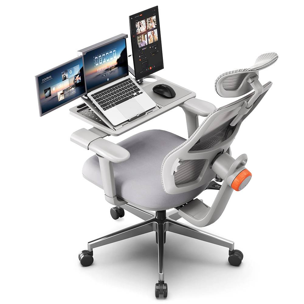NEWTRAL MAGICH003 Ergonomic Chair + Detachable Workstation Desktop, Gray