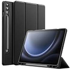 JETech Fodral för Samsung Galaxy Tab S9 FE+ / S9 FE Plus 12,4 Tums med S Pen Pennhållare, Mjuk TPU Tri-Fold Stand Tablet Case, Support S Pen Laddning, Automatisk Väckning/Sömn (Svart)