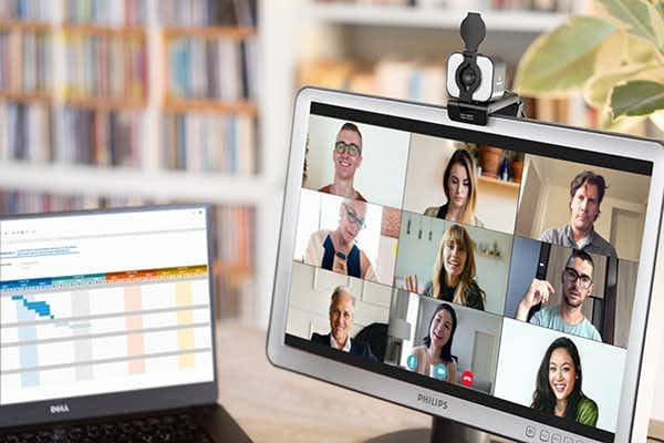 Webcam med indbygget LED-lys og privatlivsklap