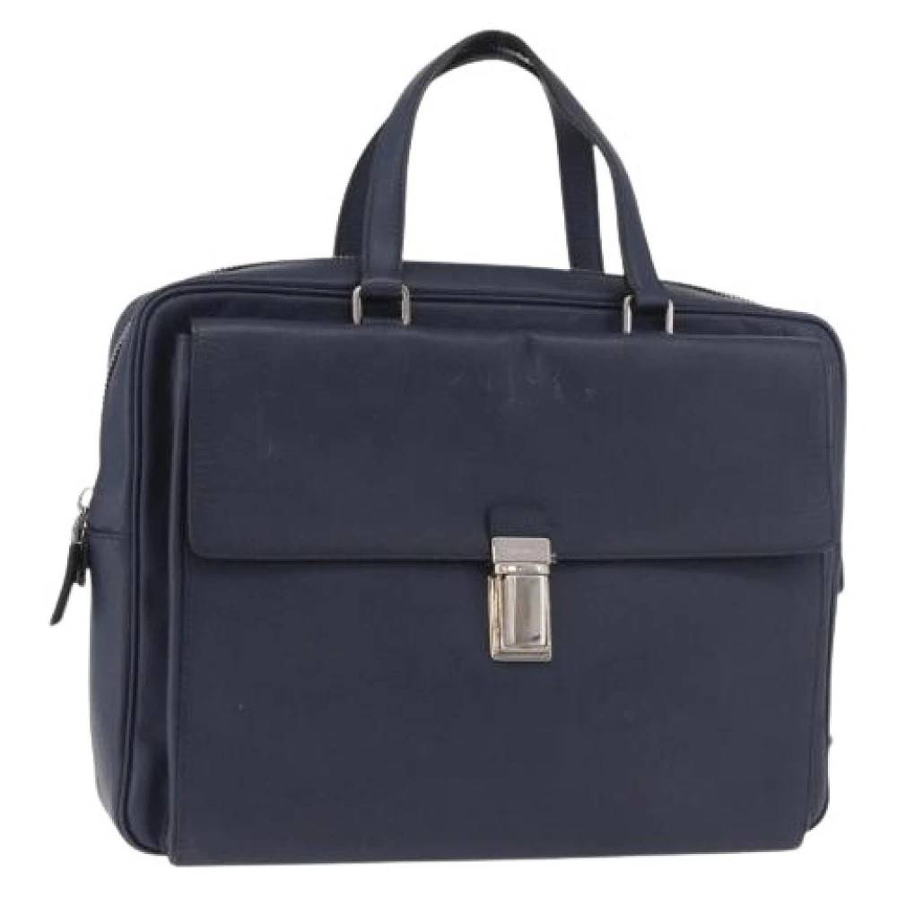 Prada Vintage Pre-owned Vintage Business Taske - Vintage - unisex - Blå - ONE SIZE - Læder
