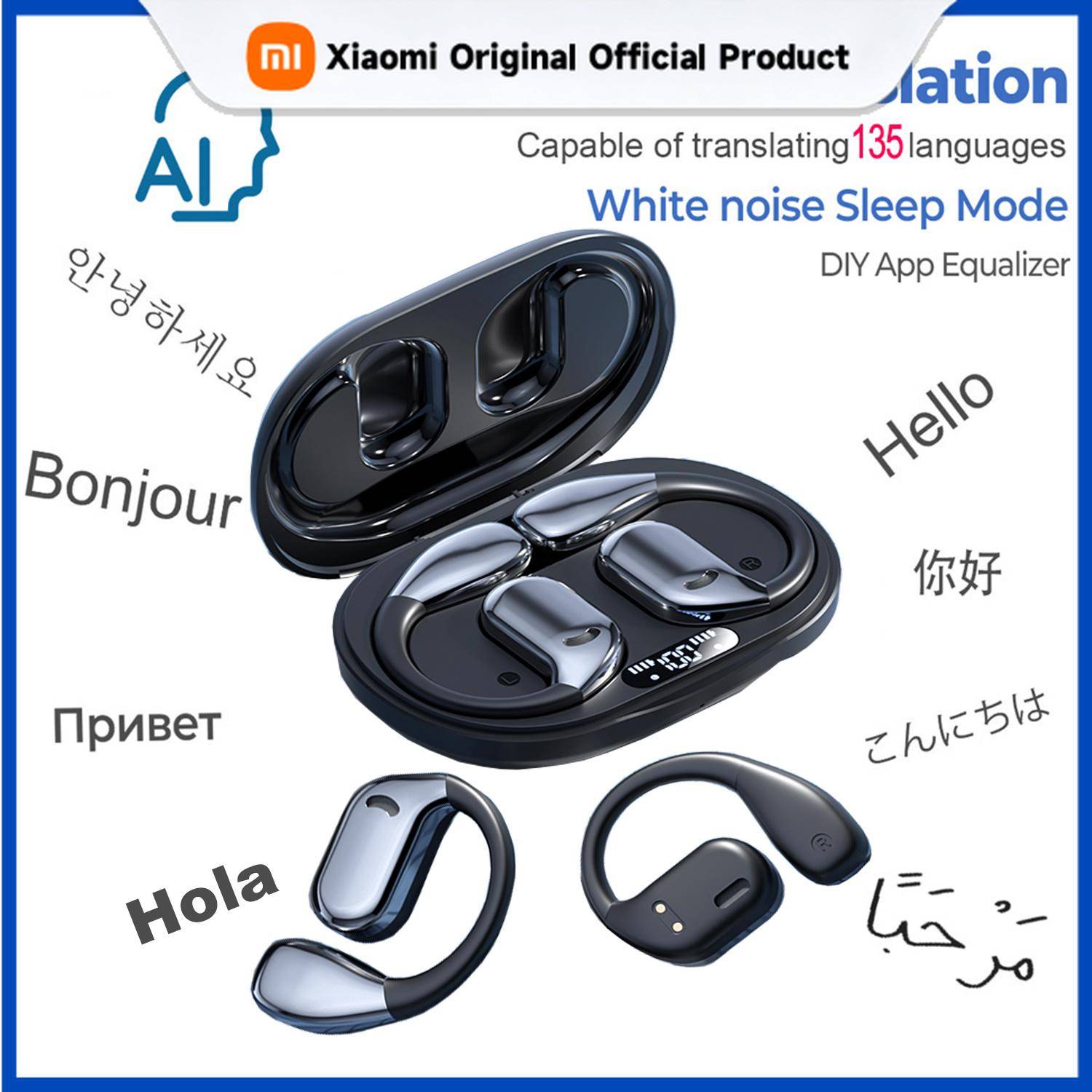 Xiaomi Ny AI BT Hörlurar Översättning till 144 Språk Trådlösa Bluetooth Hörlurar Smarta Röst i Realtid Headset för Resor Arbete svart