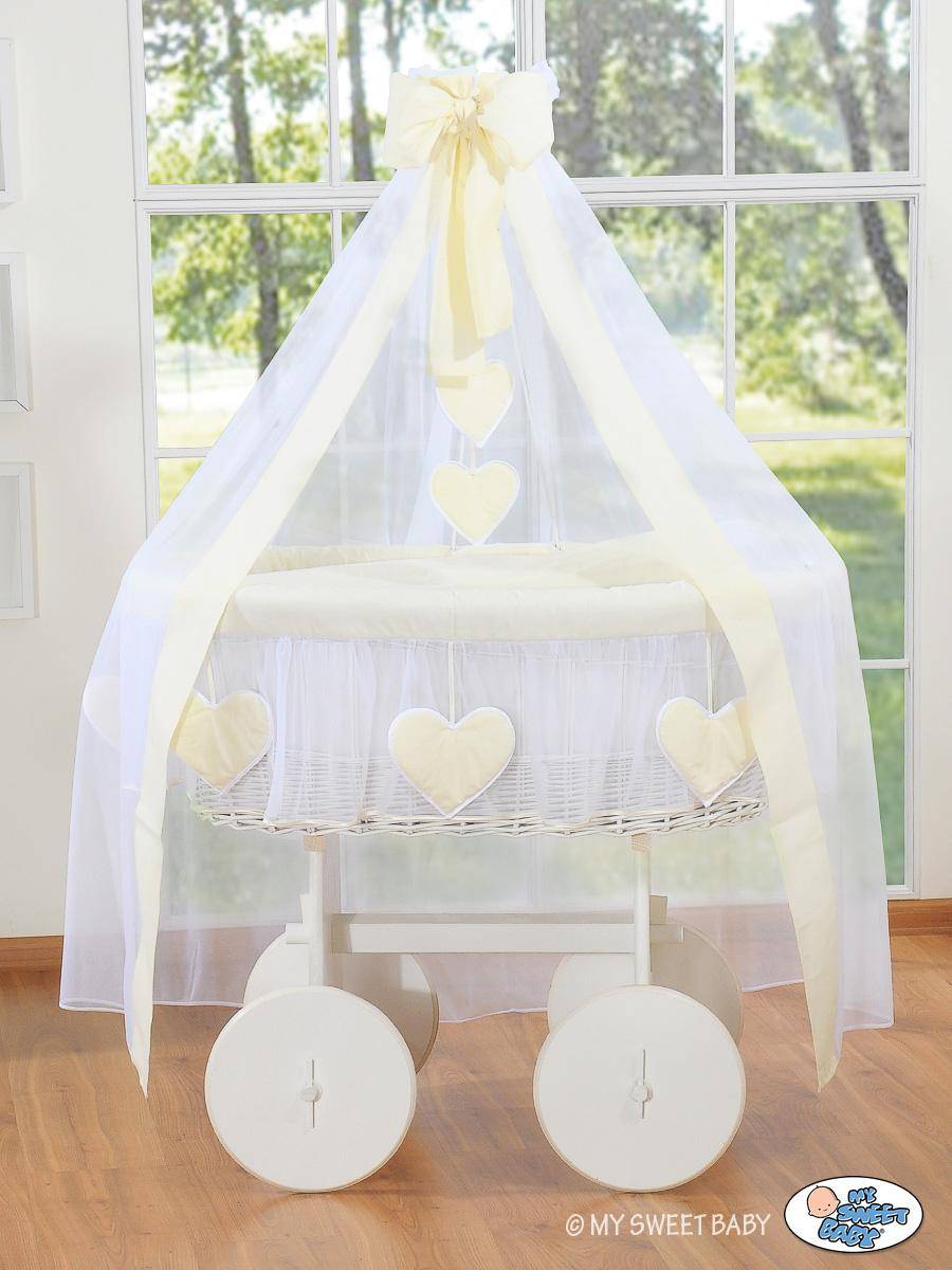 Moses Basket with Canopy Deluxe - Amelie Cream