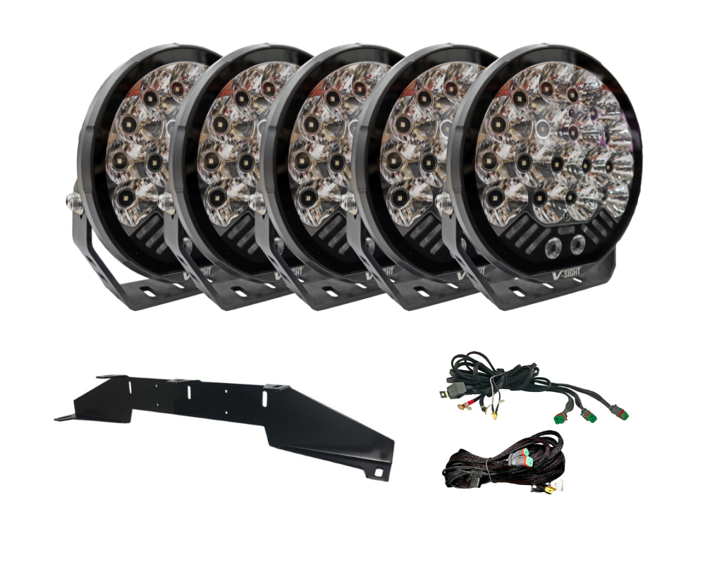 LED-Extraljuspaket "Rallyfemma" V-Sight Roadking 9" med fäste och kablage