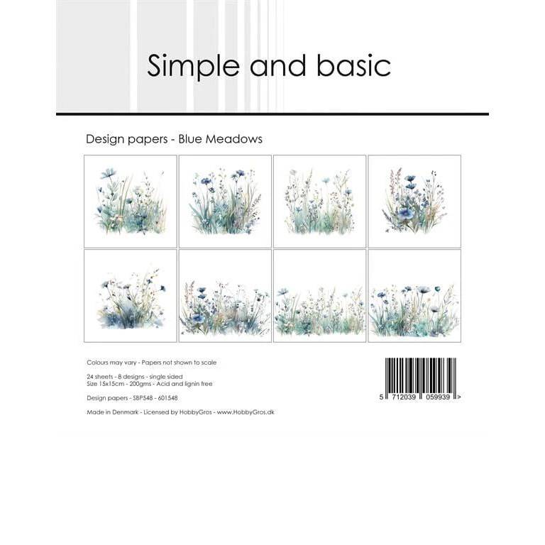 Scrapbookingpapper - 15x15cm - Blue Meadows