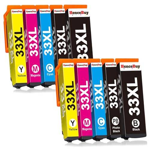 HenceBuy 33XL multipack bläckpatroner kompatibla med Epson 33XL 33 XL för Epson Expression Premium XP-7100 XP-530 XP-640 XP-830 XP-900 XP-645 XP-635 XP-630 XP540 patroner (10-pack)
