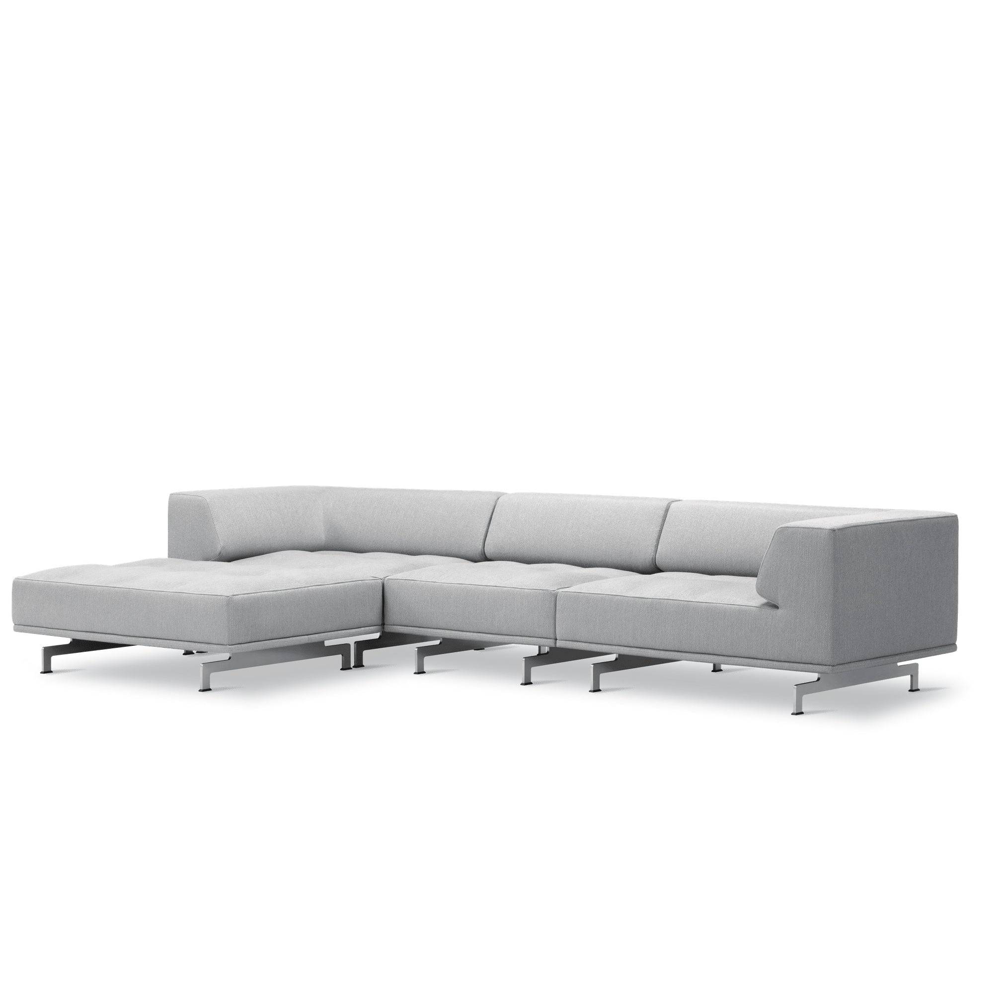 Delphi 450A, 3-personers sofa med skammel fra Fredericia Furniture Keiga 0132 / børstet aluminium - Jacobsen Plus