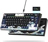 LQXQ SK80 Mechanical Keyboard 75%, Gaming Keyboard Compact USB C, Hot-Swap Keyboard Kanagawa Theme, Seal Mount RGB Custom Keyboard for Mac/Win, Black