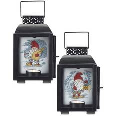 Broderi Tomte på tur till liten lykta 2-pack