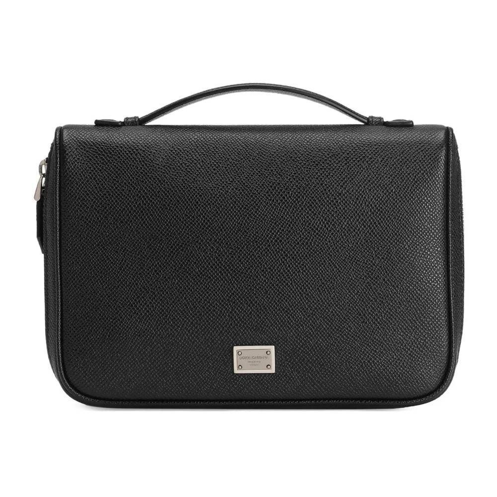Dolce & Gabbana Sicily Alpine Calfskin Necessaire - Tasker - Herre - Sort - ONE SIZE - Bomuld