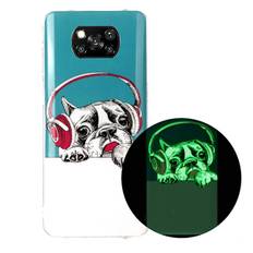 Unikt Noctilucent IMD TPU-beskyttelse til Xiaomi Poco X3 NFC/X3 blød telefoncover med headset