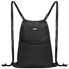WANDF Sportpåsar dragsko ryggsäck strängpåse sackpack cinch vattenbeständig nylon för gym shopping sport yoga(A-svart)