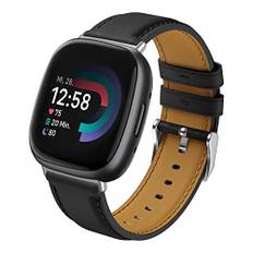 Syxinn Leder Armband Kompatibel mit Fitbit Versa 4 Armband/Versa 3 Armband, für Fitbit Sense/Sense 2 Armband, Weich Lederband Ersatz Uhrenarmband für Versa 4/Versa 3 für Damen Herren