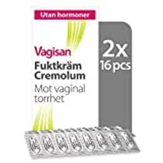 Vagisan Fuktkräm Cremolum | Hormonfria vagitorier mot vaginal torrhet | Intima vagitorier för daglig vaginal hälsa | 2x 16 st.