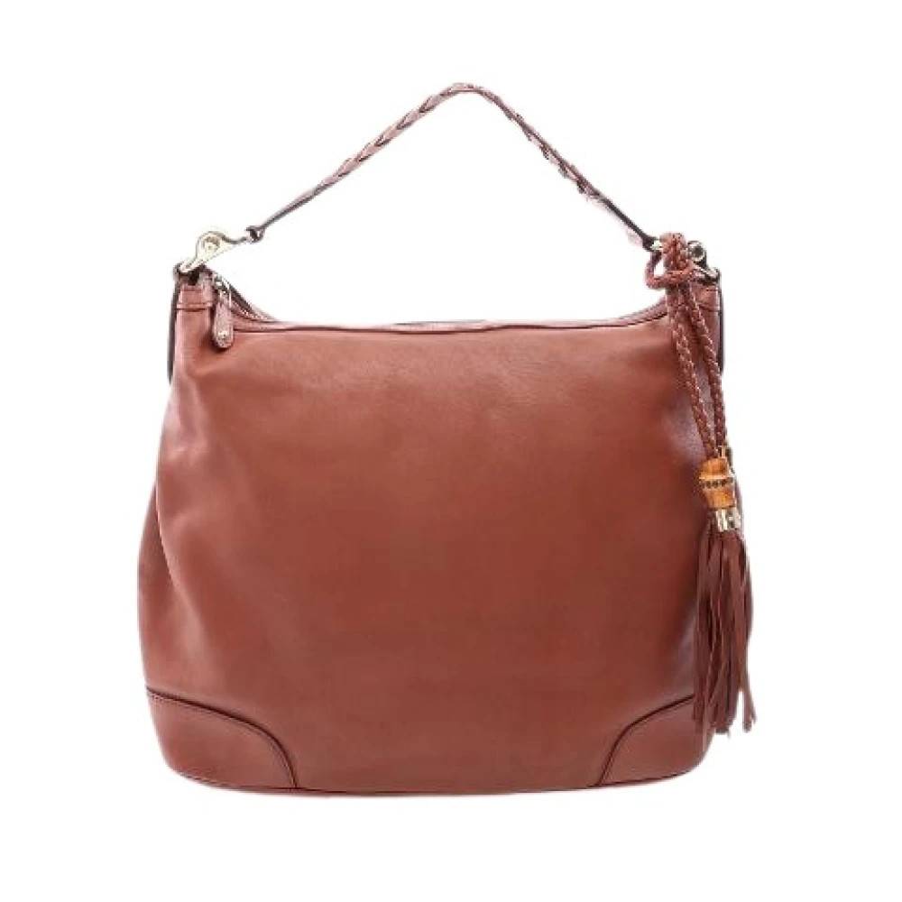 Gucci Vintage Pre-owned Bambus Læder Skuldertaske - Vintage - Dame - Brun - ONE SIZE - Uld