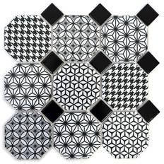 mosaik ws octagon misto white glossy with black 9,7x9,7