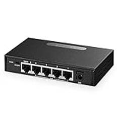 Binardat Poe Gigabit Switch med 5 portar, 4 portar Poe+ 1 000 Mbps, 1 Gigabit Uplink, ieee802.3af/at, 65 w strömförsörjning, ohanterat minimetallhölje plug-and-play