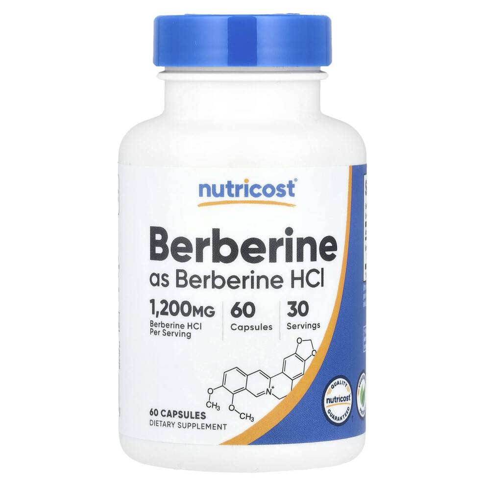 Nutricost, Berberin, 1.200 mg, 60 Kapsler (600 mg per Kapsel)