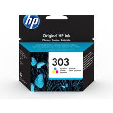 HP 303 Tri-color Original Ink Cartridge blækpatron 1 stk Standard udbytte Blå, Magenta, Gul