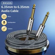 TEMU Riksoin 6. Audio Cable 1/4 Inch Trs Instrument Cable . Guitar Bass Amp Nylon Braided Cord 6. Male Jack Stereo Audio For Electric Guitar, Bass, Keyboard, Mixer, Amplifier, Speaker, Microphone