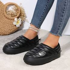 Black Winter Warm Lightweight Snow Boots For Women, Casual Outdoor Fashionable Mom Shoes, Designed With Woolly Caterpillar Stitch - Black - CN36,CN37,CN38,CN39,CN40,CN41,CN42,CN43,CN44