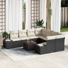 vidaXL Havesofa Sæt 9 pcs Sort og hvid
