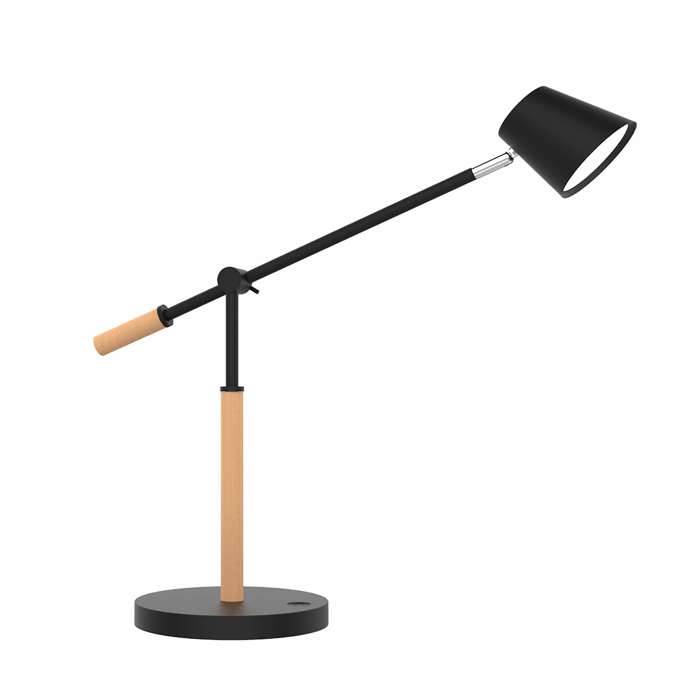 Skrivebordslampe Vicky LED, sort/træ.