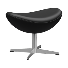 Fritz Hansen Ägget 3127 fotpall Leather Aura Black-steel