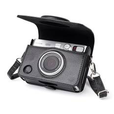 MUZIRI KINOKOO Mini EVO Hülle Kompatibel für Fuji Instax Mini EVO Instant Camera mit PU Leder Lychee Linien Stil Mini EVO Kameratasche mit Schwarz