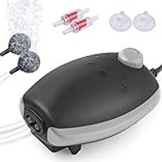 FEDOUR 3W tyst luftpump för akvarier: 300L/H kraftfull syrepump för akvarier upp till 450 l (3 W-grå)