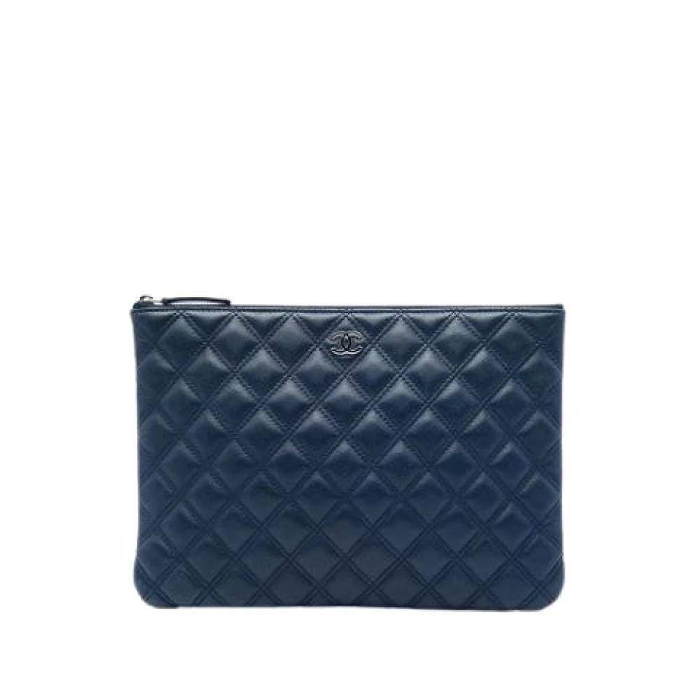 Chanel Vintage Pre-owned Quilted Lambskin Clutch - Vintage - Dame - Blå - ONE SIZE - Læder