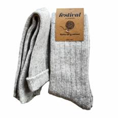 Ribstrikket merino uldsokker-grå Onesize dame