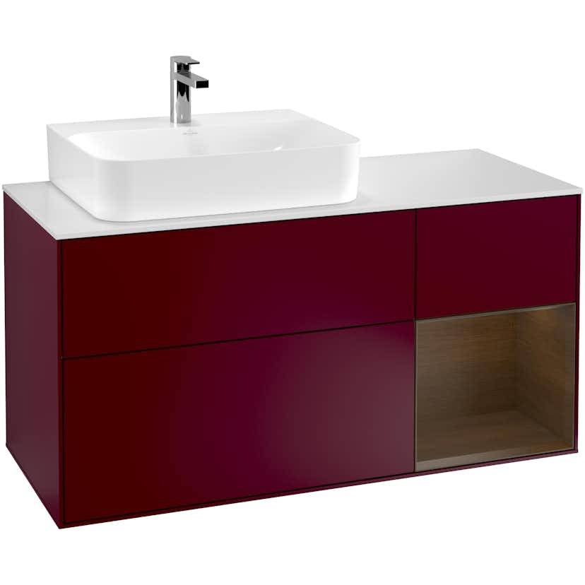 Tvättställsskåp Villeroy & Boch Finion med 3 Lådor Hylla och Bänkskiva för Ocentrerat Tvättställ