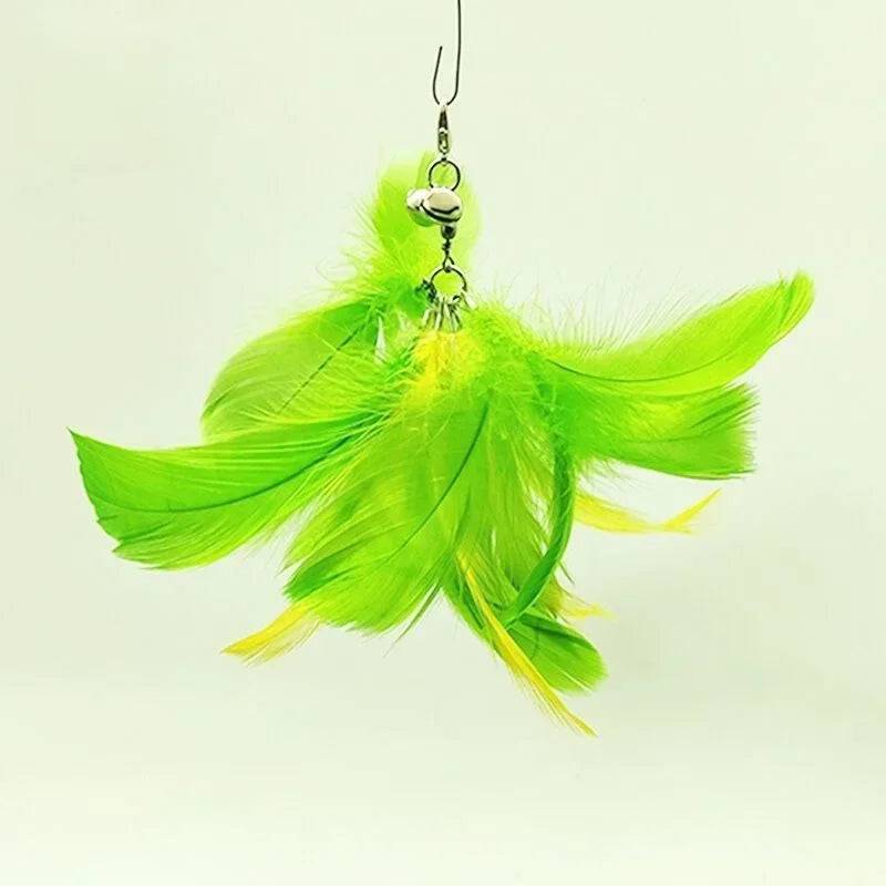 Interactive Bird Feather Wand Cat Toy with Bell - Teaser Stick for Kittens - SF-15 / 3 Pcs (3 Pcs)