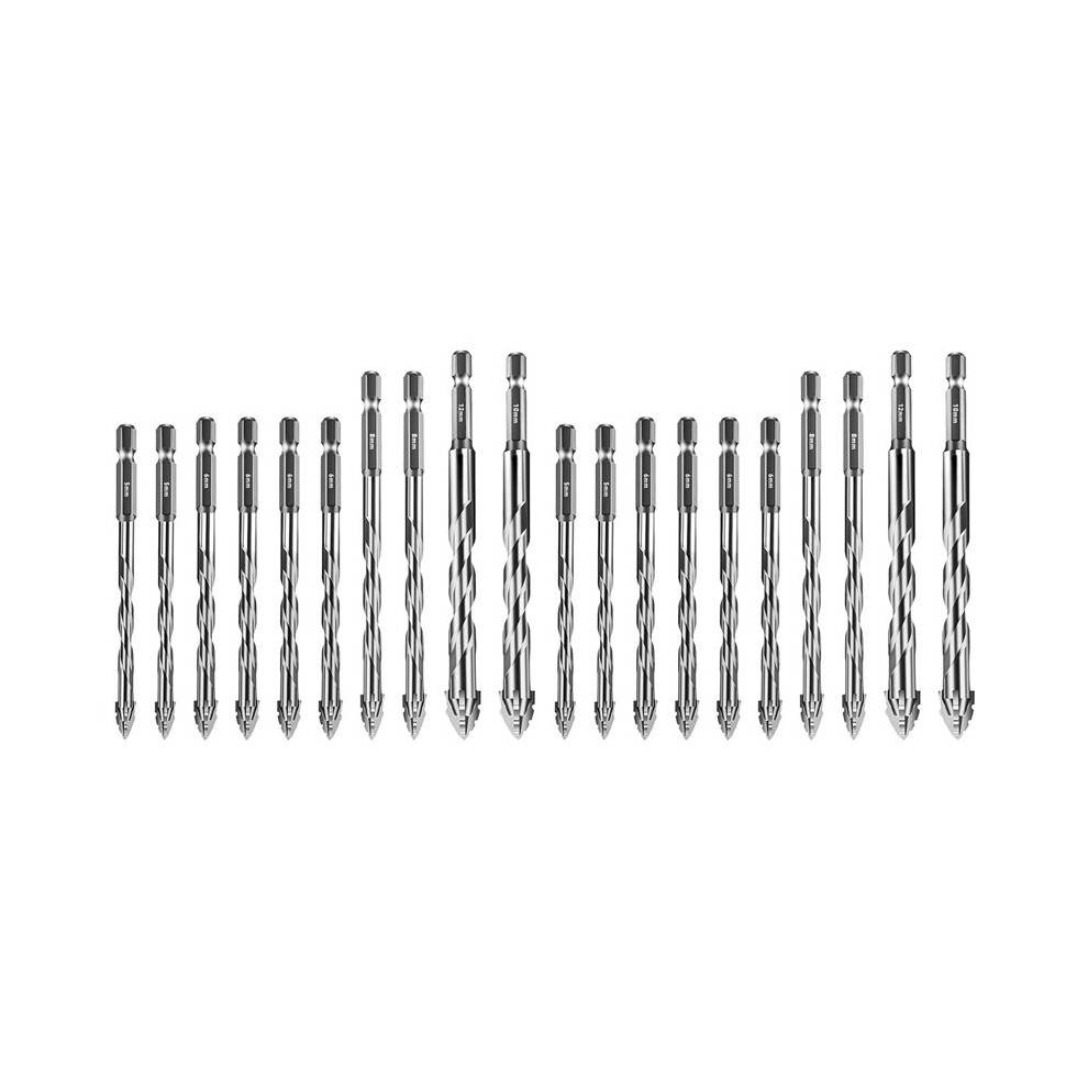 20Pcs New Four-Flute Sawtooth Eccentric Drill Bit Size 5/6/8/10/12mm,for Wood Marble Metal Glass Ceramic Wall Tiles A