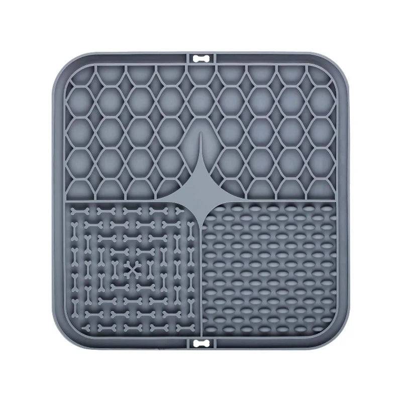 Silicone Lick Mat with Suction Cup for Dogs – Bath Distraction & Slow Feeding - Gray