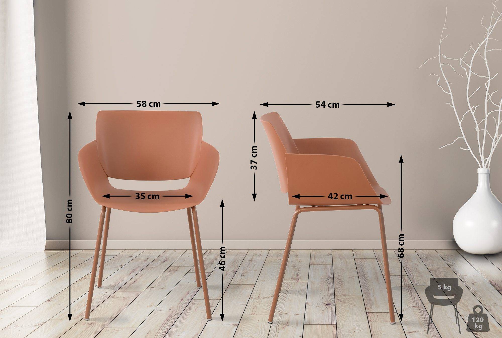 Set med 2 stolar Alpena, terrakotta