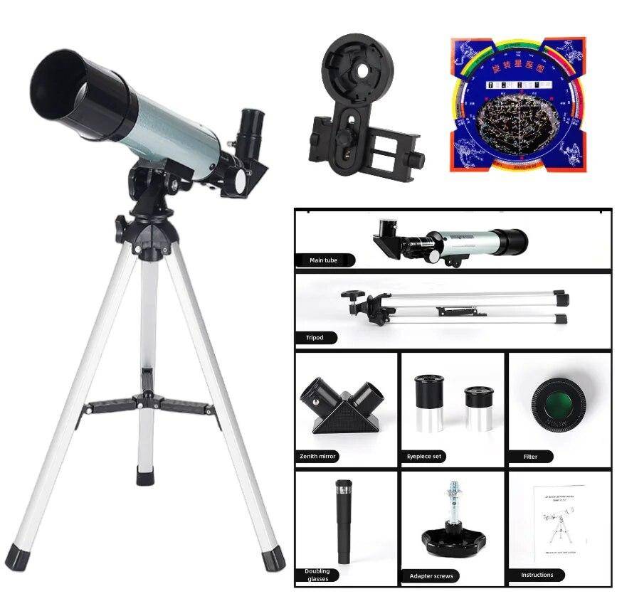 Professionellt astronomiskt teleskop Kraftfull monokulär kikare med lång räckvidd Månen Space Planet Observation Presenter till barn Package 4