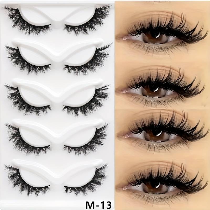 TEMU 5 Pairs Dramatic Cat Eye False Eyelashes, Fox Eye Eyelashes, Tail Extension Thick , Soft 3d Synthetic Mink Fur, Natural Look For Daily Festive Party Use