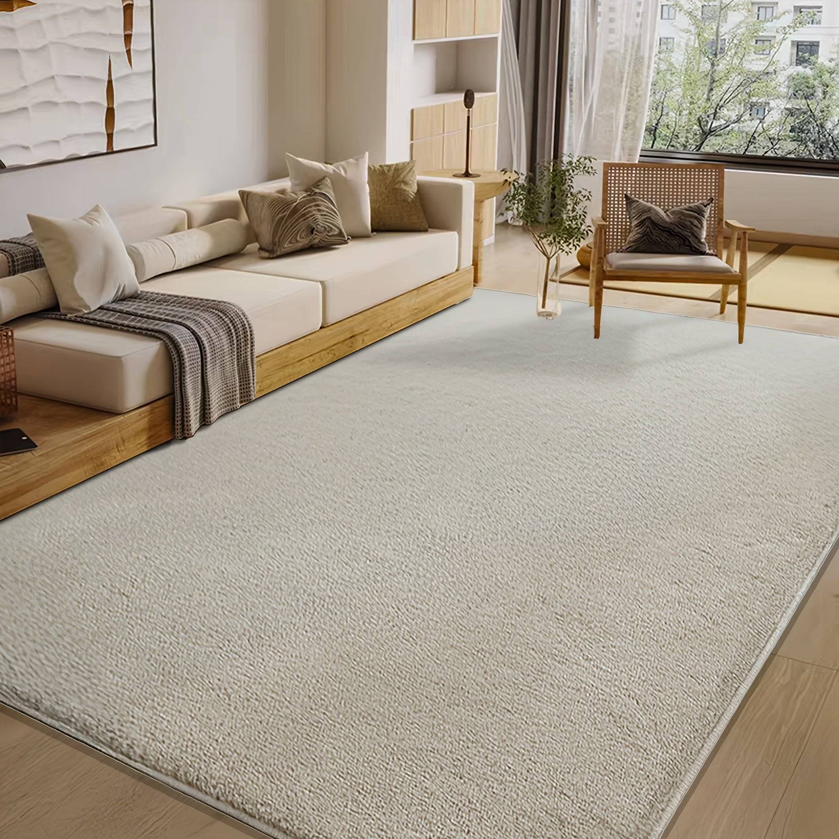 Japanese Style Solid Color Minimalist | Upgraded Ultra-Soft Plush Carpet | Beige, Dark Gray, Light Gray - Creamy-white / 62.99x98.43inch/160x250cm