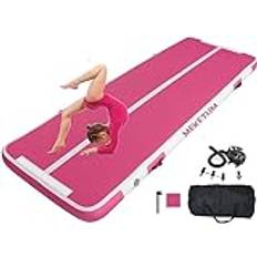 MEKETUM Air Track Uppblåsbar rytmisk gymnastikmatta, 2 m, 3 m, 4 m, 5 m, tjock, 10/20 cm för hem, träning, tumbling, yoga, utomhus, fitness (rosa, 3 m10)