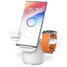 SwanScout Trådlös Laddare för Samsung, Inductive Wireless Charger for Samsung S24 Ultra/S23/S22/Z Flip 6/Z Fold 6, 3 i 1 Trådlös Laddningsstation för Galaxy Watch 7/Ultra/6/5 Pro/4, 707S (No Adapter)