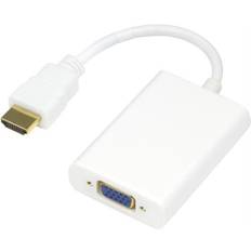 HDMI til VGA adapter - med 3.5mm lydudgang - 0.20m - Hvid - Livstidsgaranti