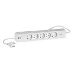 LK 3-Stikdåse uden jord, med 2xUSB, med afbryder og 1,5 mete