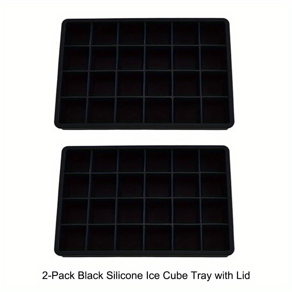 2-pack Silicone Cube Of Ice Tray With Lid - , 24 Mini Square Compartments For Whiskey, Chocolate, Juice, And More - Perfect For Freezer Use, Food Storage | Design | Durable Kitchen Item