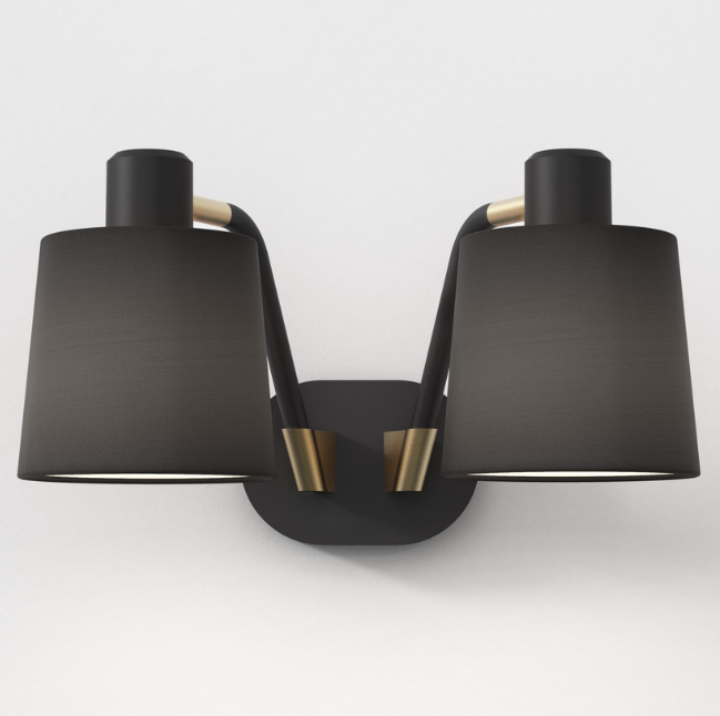 Edward Twin væglampe fra Astro Lighting - Sort/Sort (Stof)