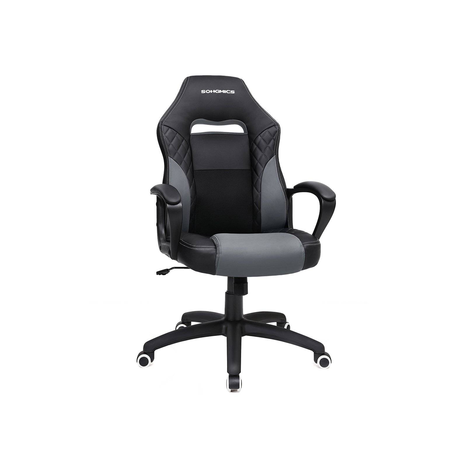 SONGMICS Racing Sport Office Chair with Tilt Function Computer Desk Swivel Chair PU Black-Grey OBG38BG